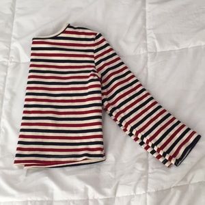 Brandy red cream navy long sleeve crop shirt